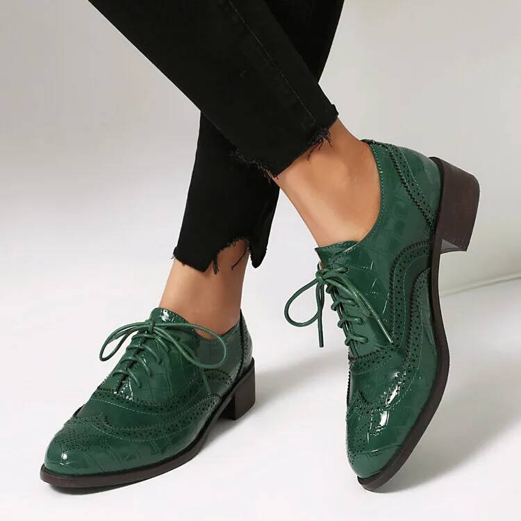 Oxford Lace Up Women - 레이스업 로우힐 여성 싱글 슈즈 여성