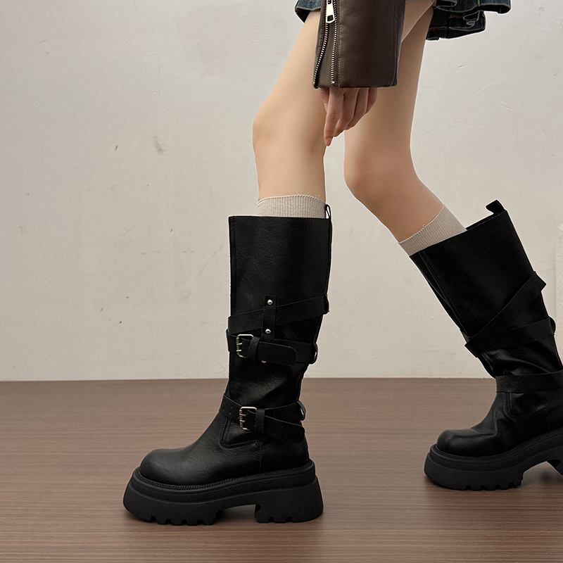 Y2K 스타일의 플랫폼 여성용 롱 부츠, 둥근 앞코,  - Knee High Boots Women 리뷰 및 가격