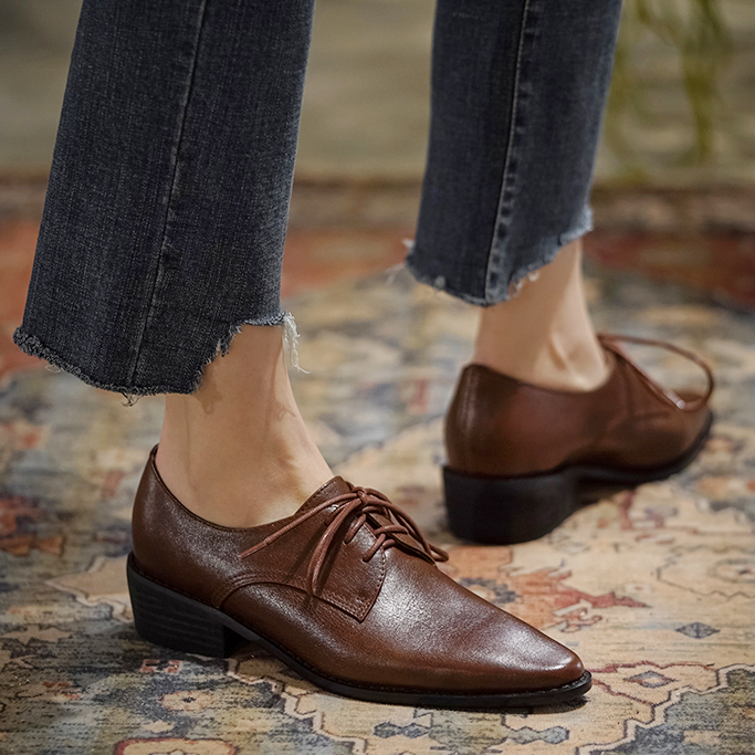 리후아마오 여성용 소가죽 신발, 캐주얼한 디자인, 굽이 - Oxford Lace Up Women 리뷰 및 가격