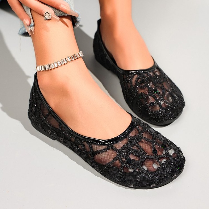 새로운 메쉬 소재의 편안한 라운드 토 스팽글 캐주얼 얕 - Women'S Shoes Clogs 리뷰 및 가격